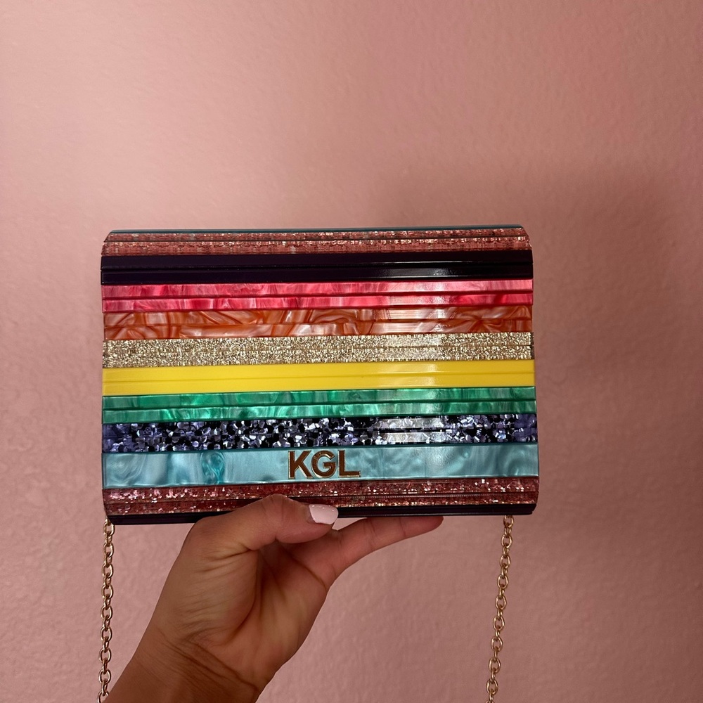 Kurt Geiger Rainbow Striped Clutch